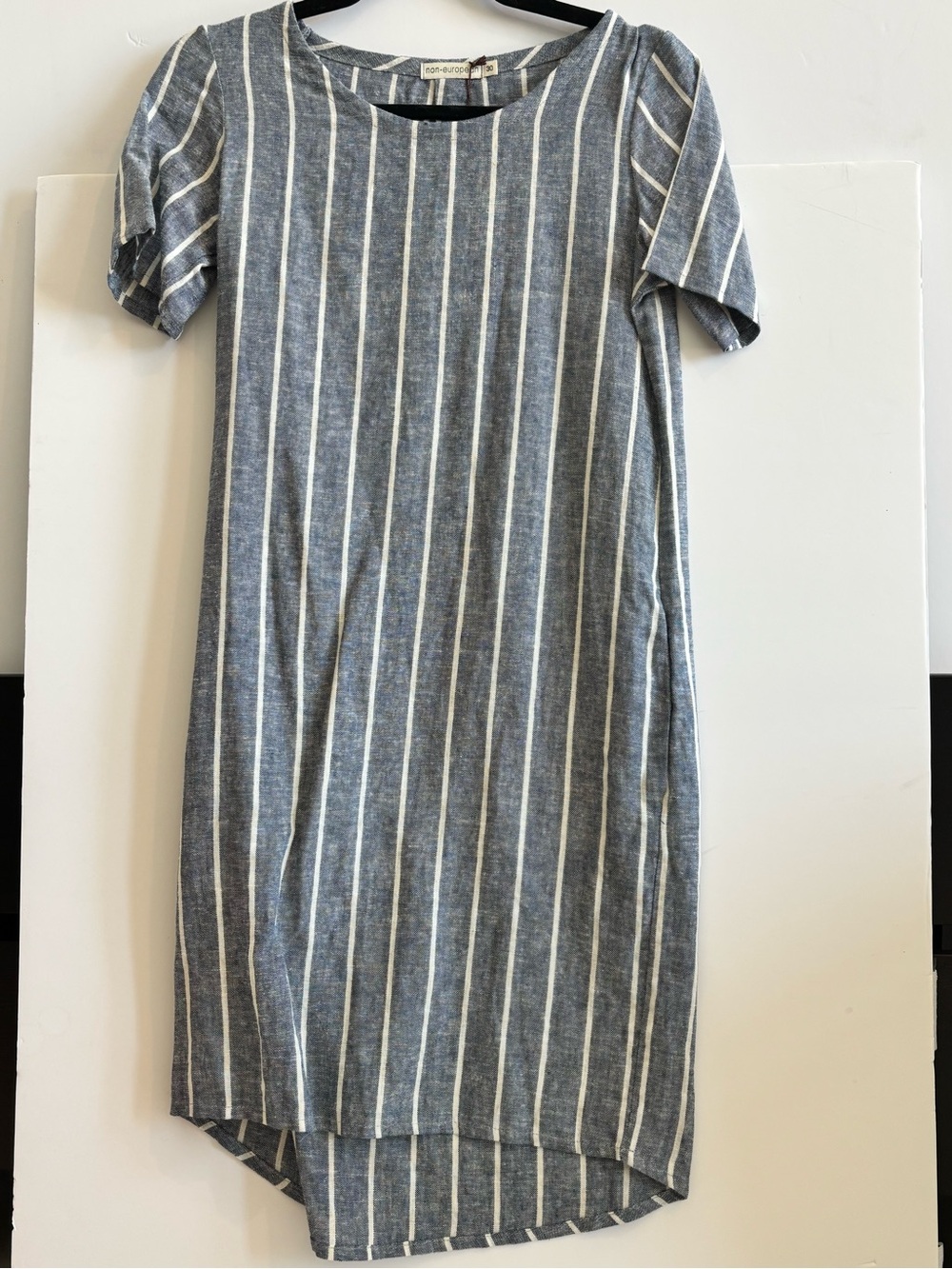 Local European Blue and White Striped Mini Dress